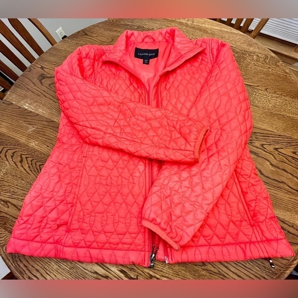 Lands’ End Bright Quilted Coral Jacket Size Small Women’s 4-6 Cozy Classic Gift - Picture 1 of 12